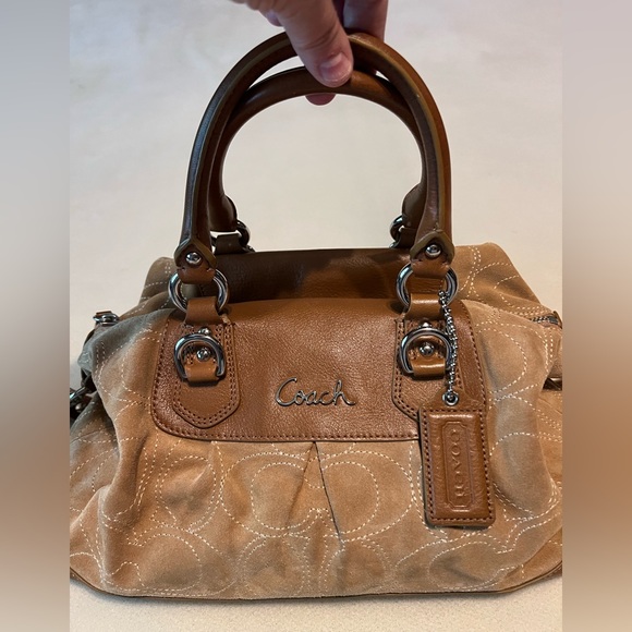 Coach Ashley Tan Leather & Suede Two-Way Satchel - EUC! - Picture 1 of 16